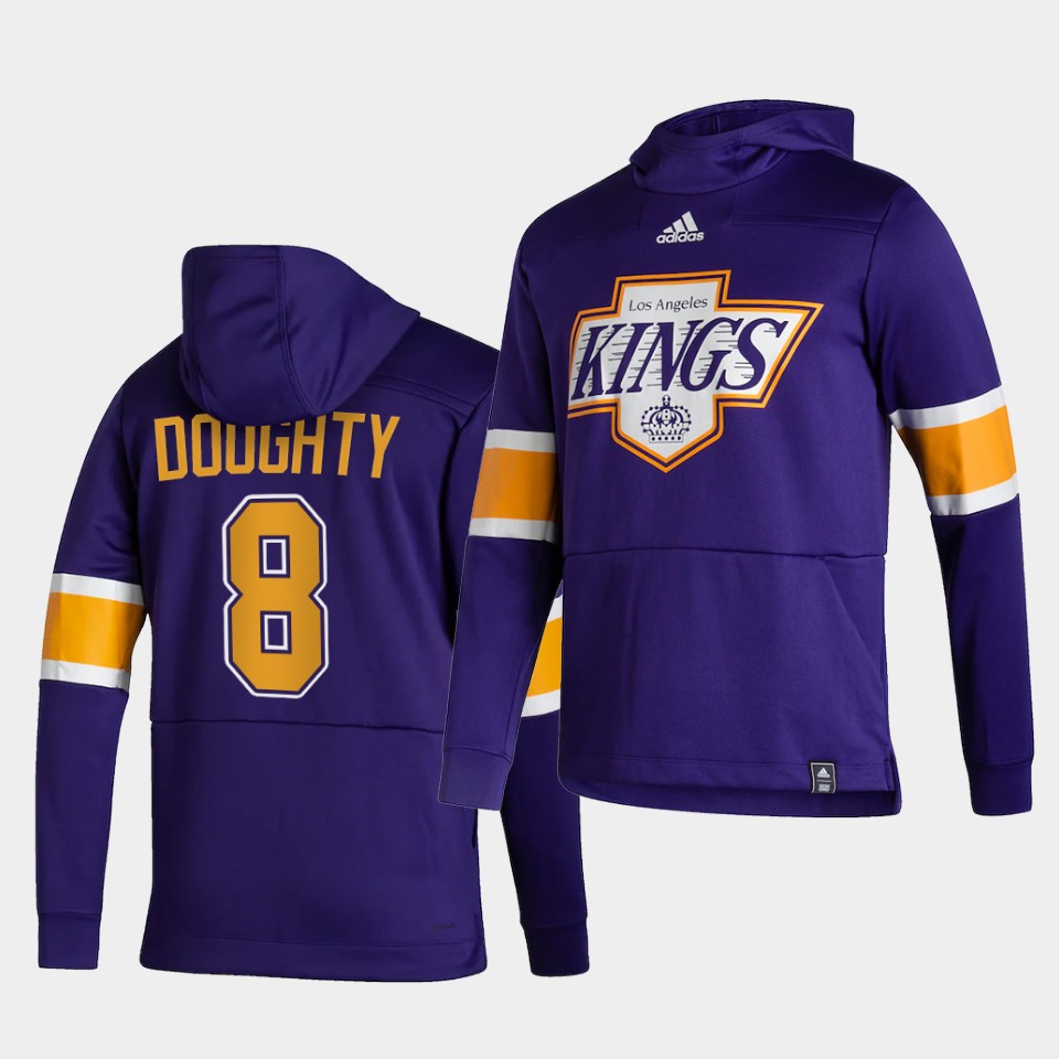 Men Los Angeles Kings #8 DoughtyPurple NHL 2021 Adidas Pullover Hoodie Jersey
